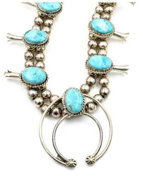 Turquoise Squash Blossom Necklace -By famed artist David Gassoin